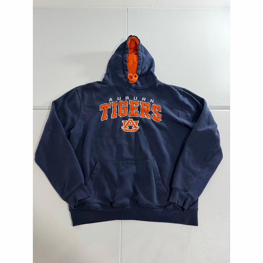 Auburn Tigers Hoodie Men's Large Navy Orange Colosseum Pullover Sweatshirt